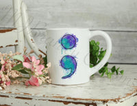 Semicolon alcohol ink mug 15 oz