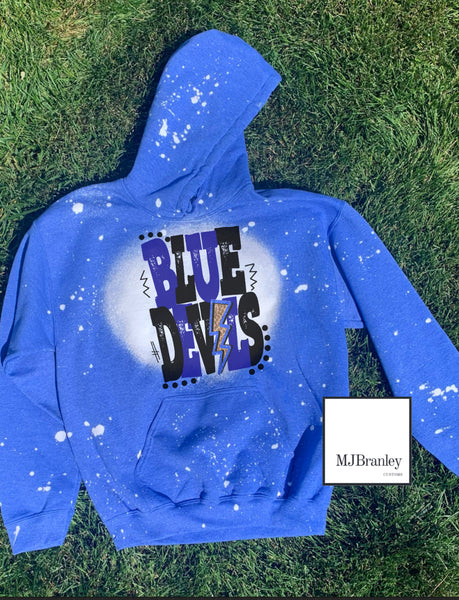 Blue discount hoodie bleached